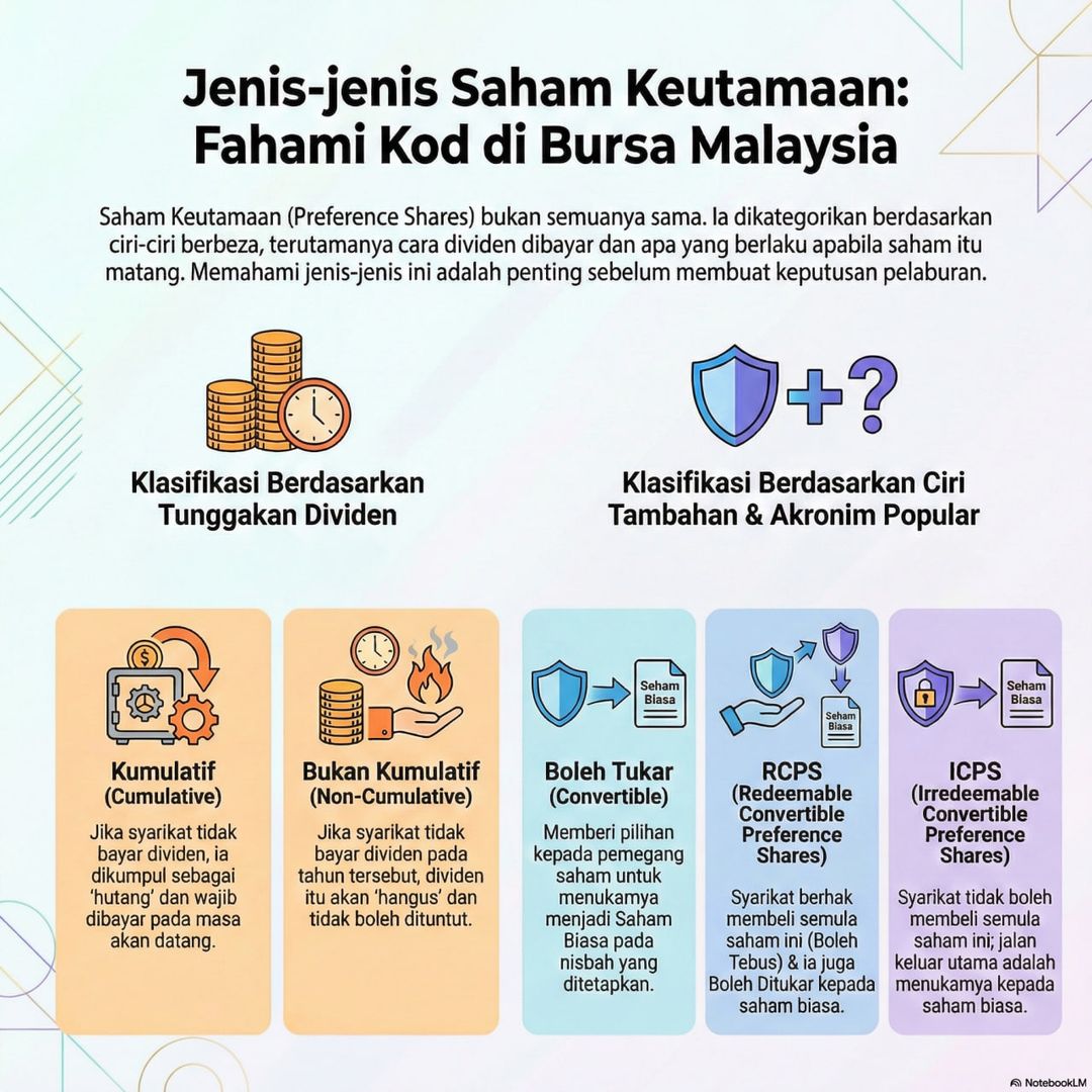 Types of preference shares in Malaysia including ICPS and RCPS