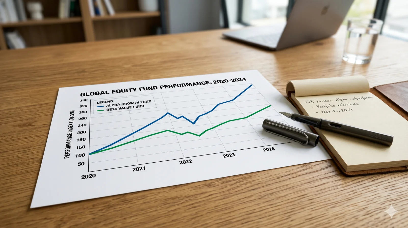 Carta line yang membandingkan pulangan portfolio peribadi dengan indeks FBM KLCI selama 5 tahun