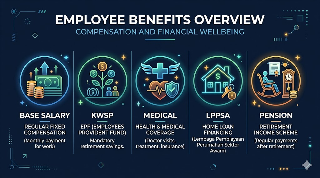 Visual showing total compensation comparison between Malaysian civil servants and private sector employees