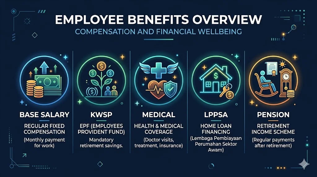 Visual showing total compensation comparison between Malaysian civil servants and private sector employees