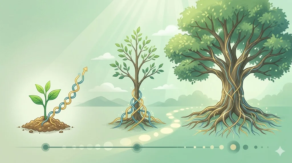 Illustration of a tree growing, symbolising the power of compound interest when investing from a young age