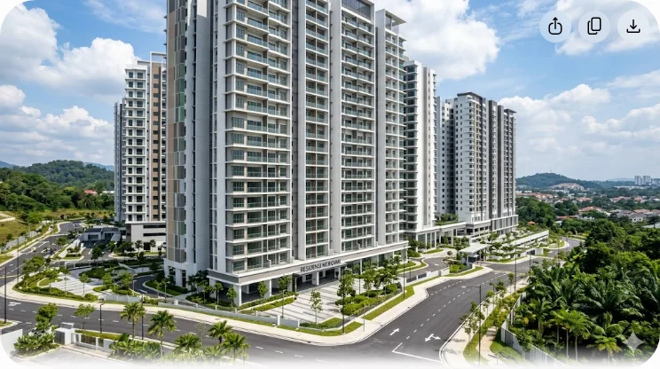 Visual showing Malaysia's affordable housing paradox - unsold units versus rising prime property prices