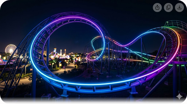 Ilustrasi roller coaster yang mewakili volatiliti tinggi saham sen di Bursa Malaysia