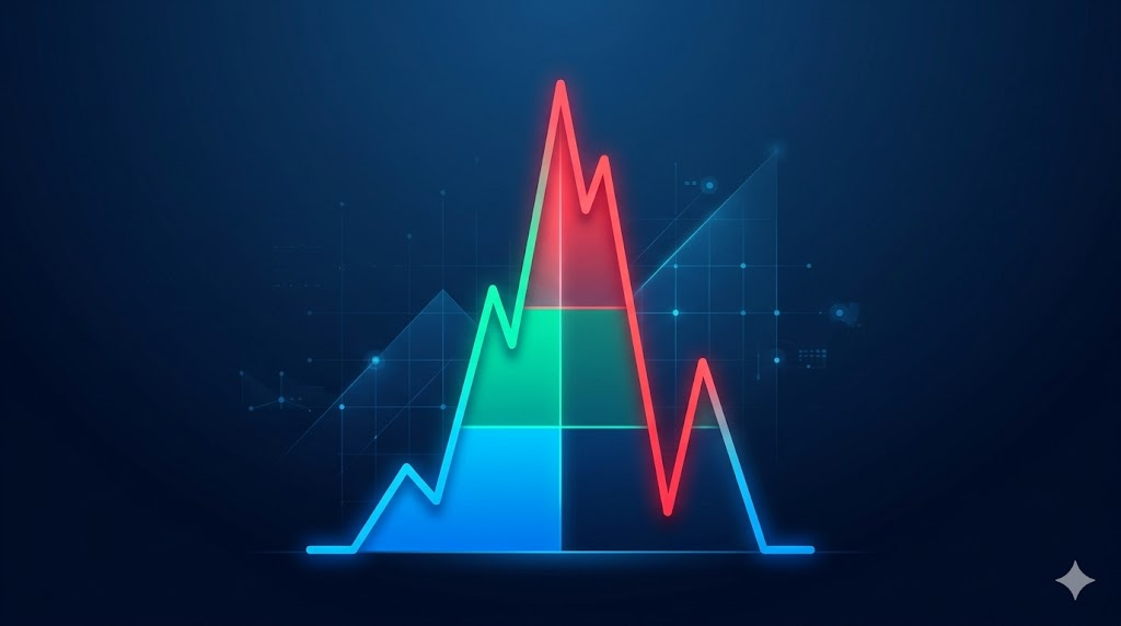 Carta harga skim pump and dump berbentuk tiang - naik tegak kemudian jatuh terjun