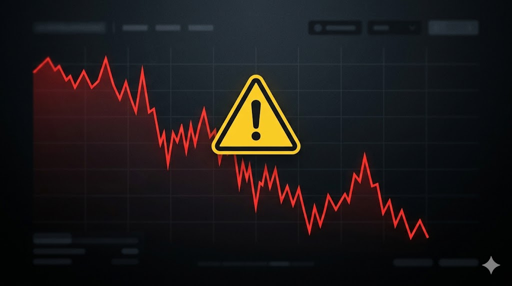 Illustration of a warning symbol over a stock chart showing unusual price movement