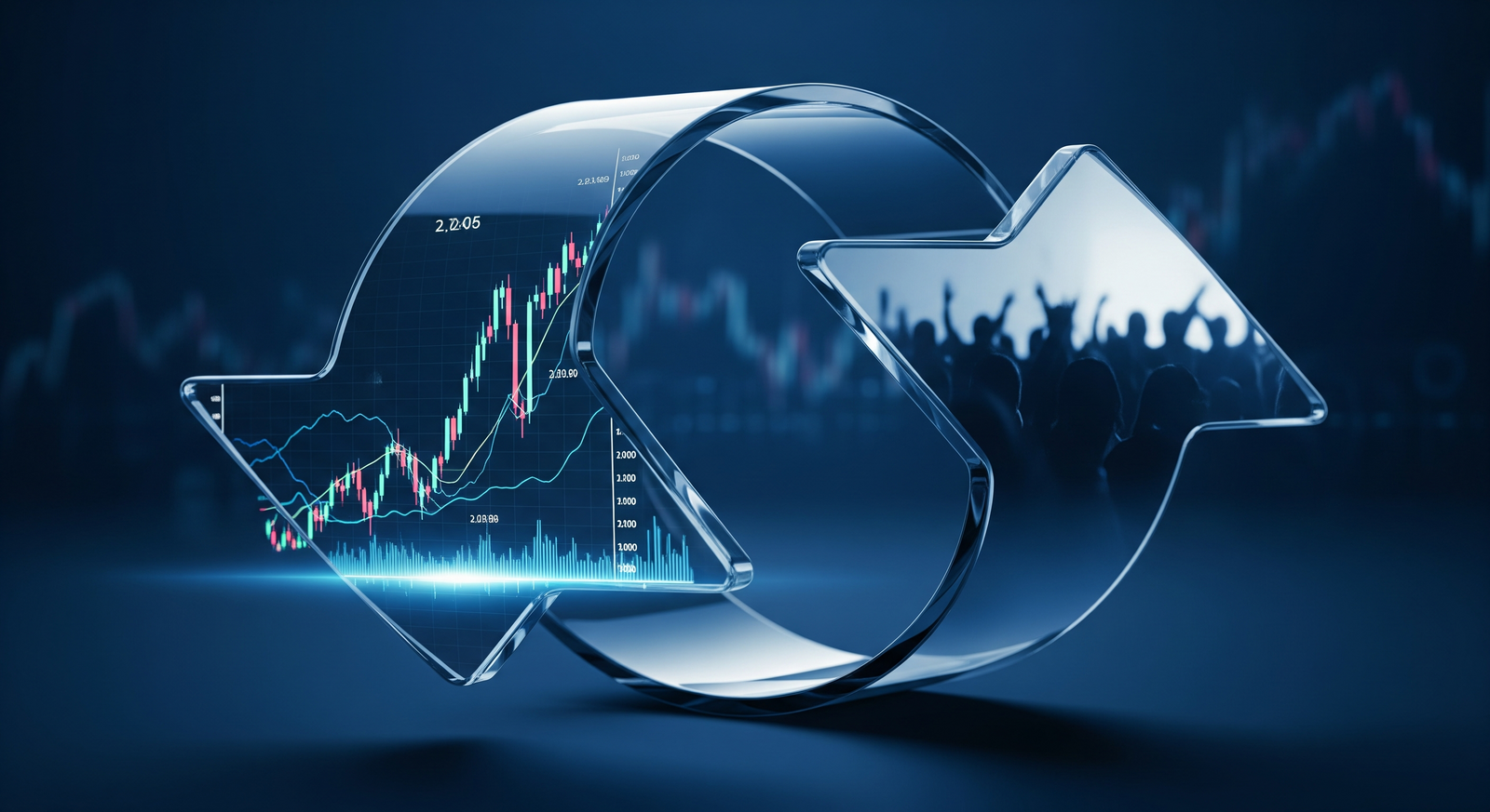 Diagram of George Soros's two-way reflexivity feedback loop between investor perception and market reality