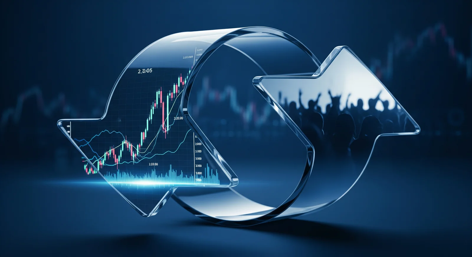 Diagram of George Soros's two-way reflexivity feedback loop between investor perception and market reality