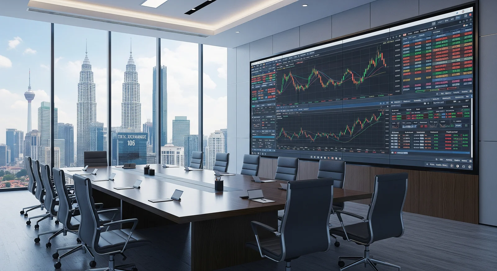 Corporate office buildings and financial towers in Kuala Lumpur representing Bursa Malaysia corporate activity