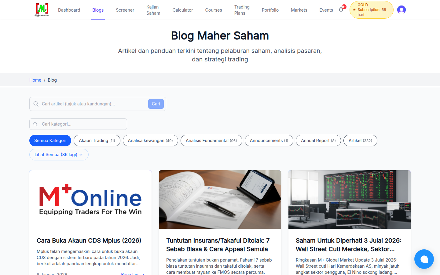The mahersaham.com blog listing page
