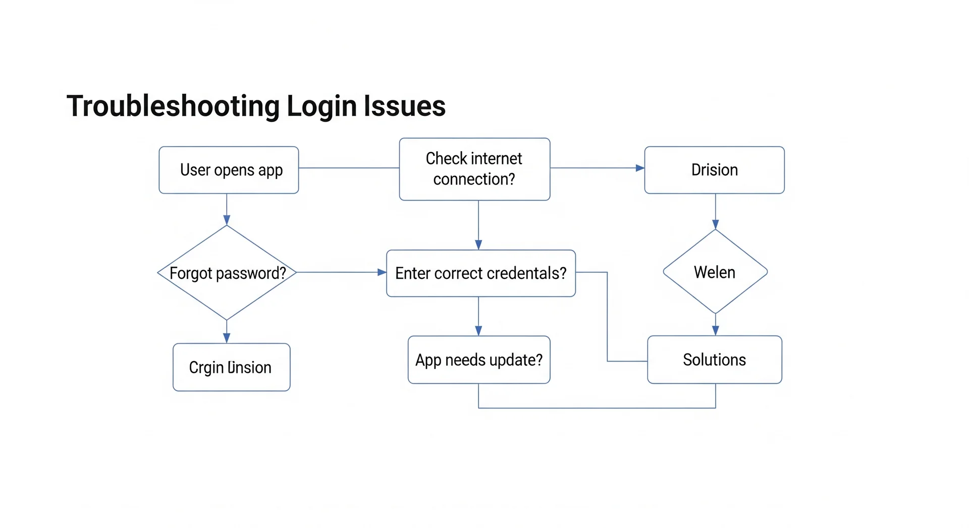 Carta alir troubleshoot masalah login M+ Global step by step