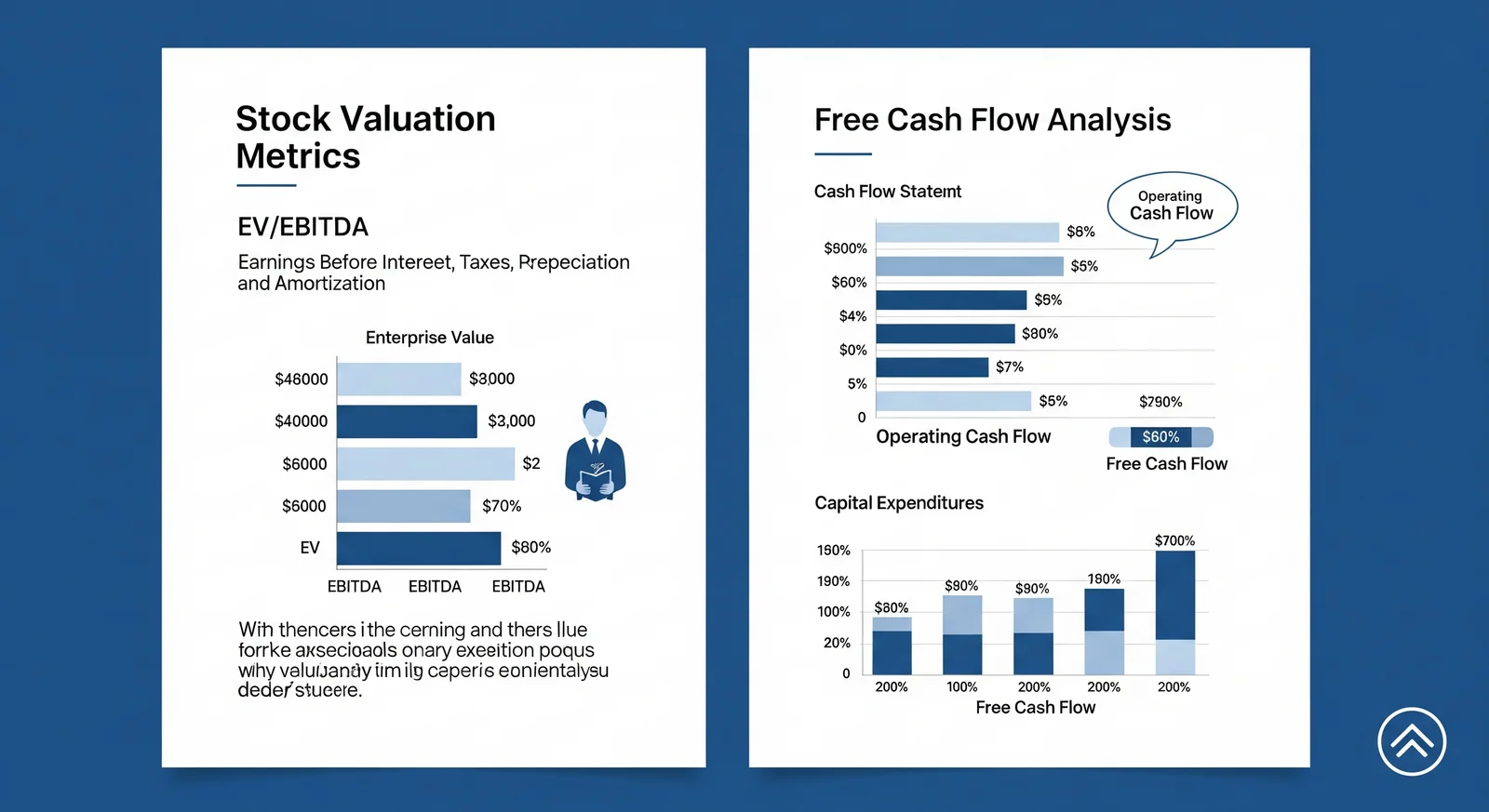 Infographic showing Michael Burry stock screening method - EV/EBITDA, Free Cash Flow and IV15