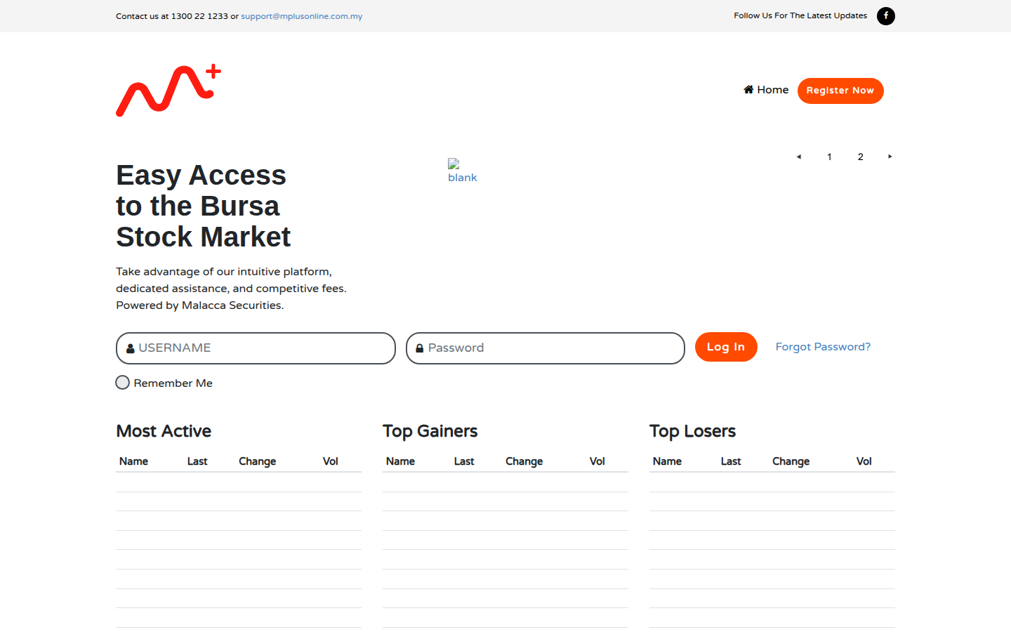 Halaman log masuk mplusonline.com.my dengan medan Username, Password dan butang Log In
