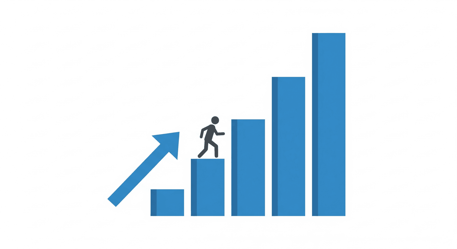 Illustration of ascending bars with a figure climbing the steps - representing Malaysia's progressive income tax rate system