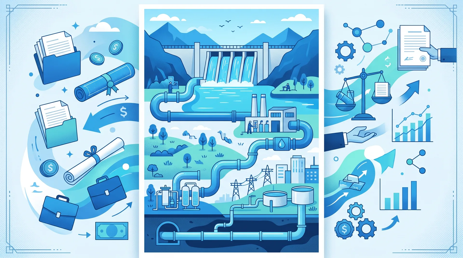 Ilustrasi infrastruktur air dan perjanjian korporat, berita Bursa Malaysia 22 Oktober 2026