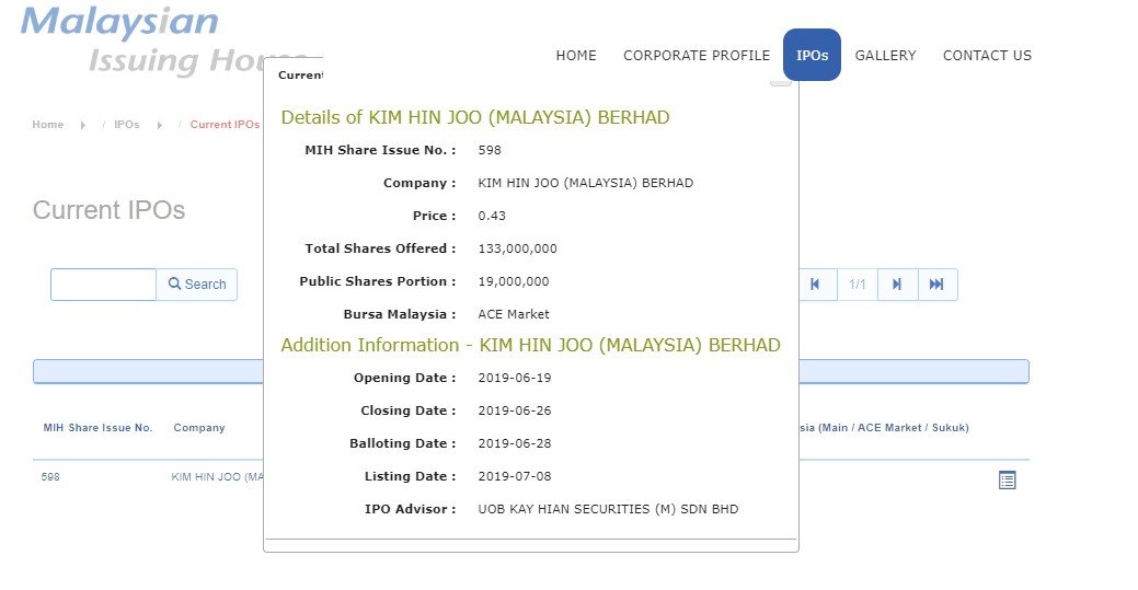 details KIM HIN JOO Berhad.