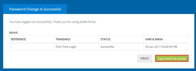 Successful ASB registration confirmation