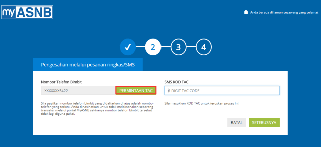 ASB phone number and TAC verification