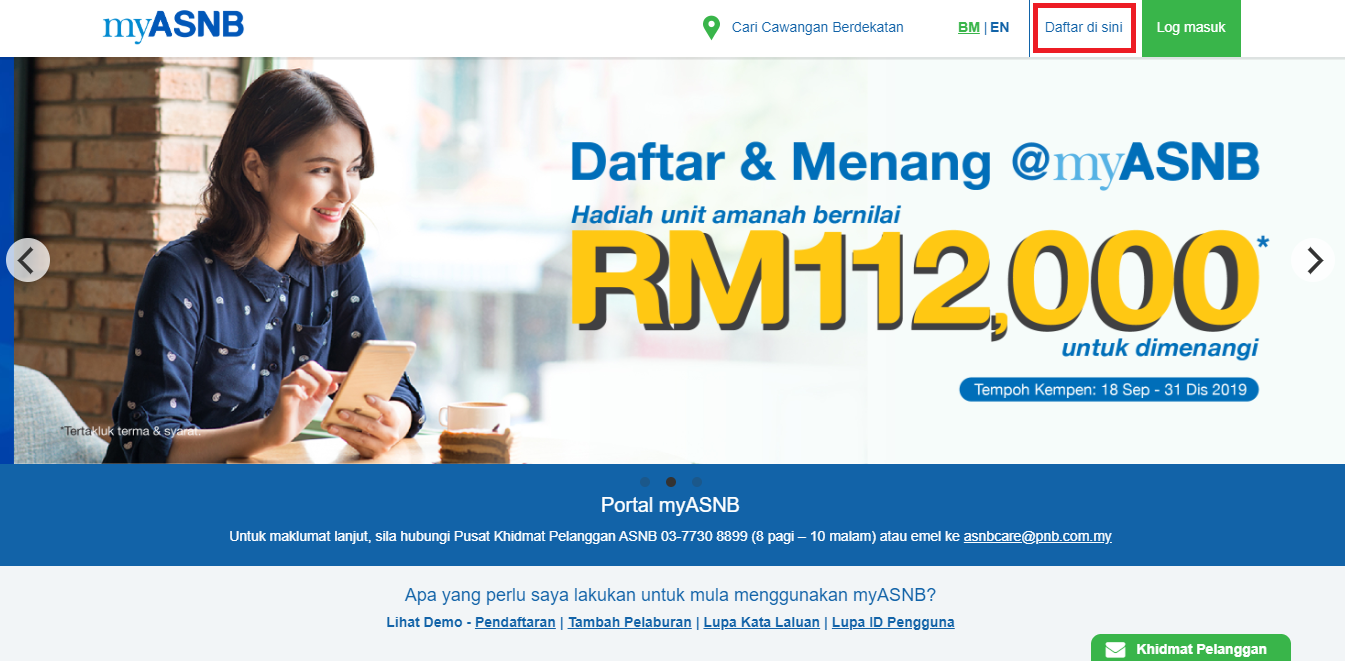 myASNB portal registration page