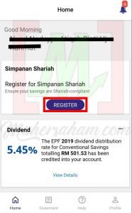 EPF register button for Shariah savings conversion