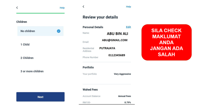 Wahed Invest registration step 6 continued