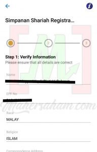 EPF personal information verification for Shariah switch