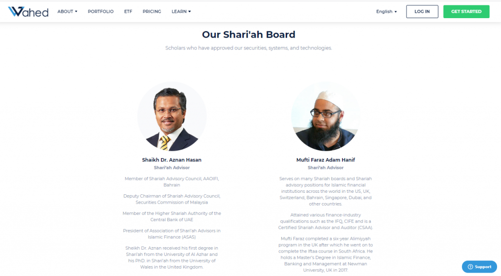 Shariah advisors: Dr Aznan Hasan, Mufti Faraz Adam Hanif, and Shaikh Muhammad Ahmad Sultan