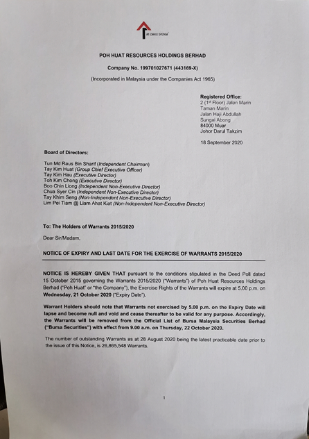 Example of warrant conversion reminder letter