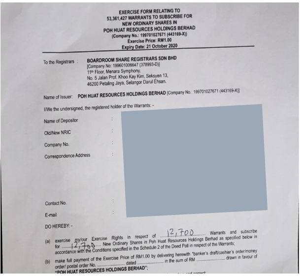 Warrant conversion form page 1