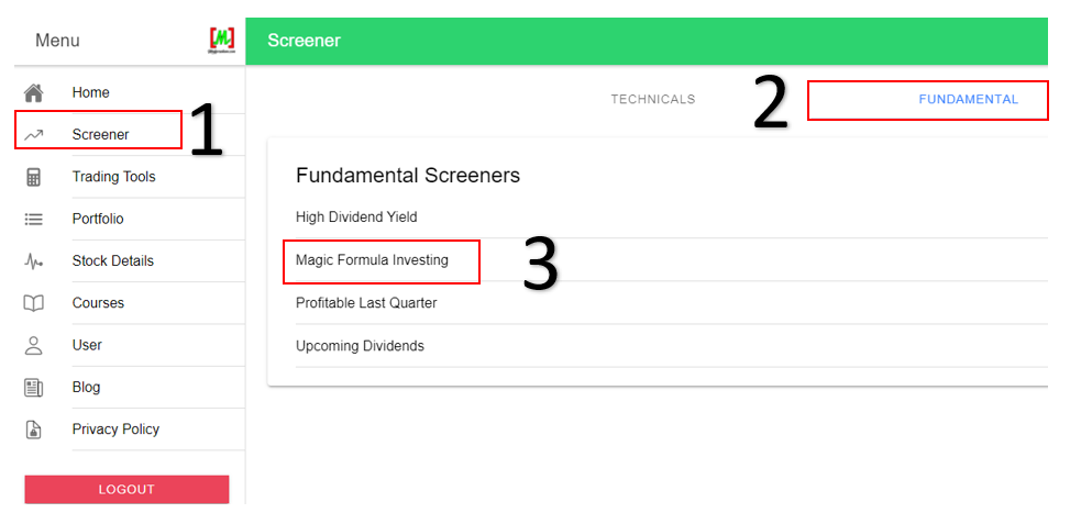 Mahersaham App Magic Formula Screener