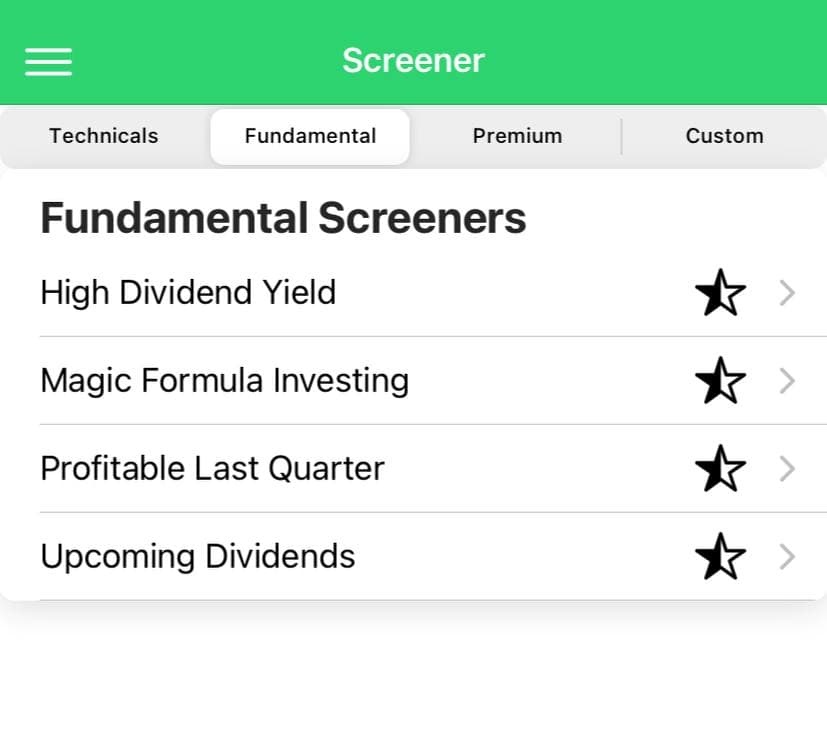 Mahersaham App fundamental screener