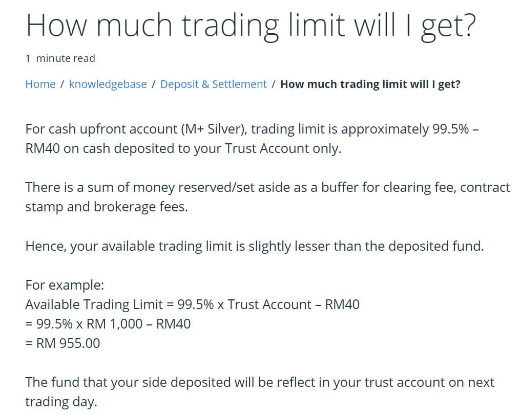 Available Trading Limit