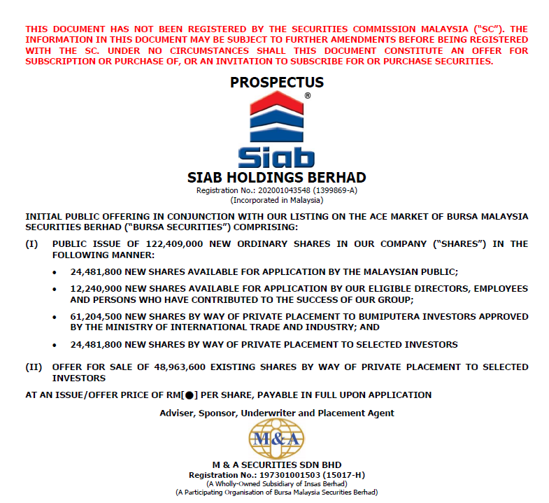 IPO SIAB HOLDINGS BERHAD DI MITI
