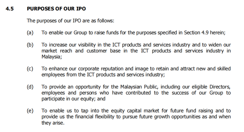 Tujuan IPO SNS Network Technology Berhad