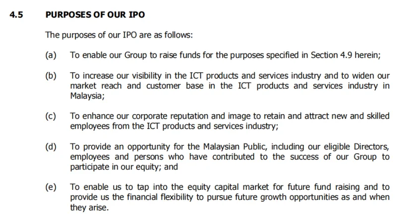Tujuan IPO SNS Network Technology Berhad
