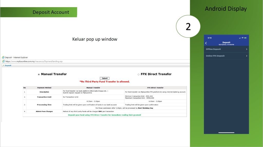 deposit akaun MPlus online banking