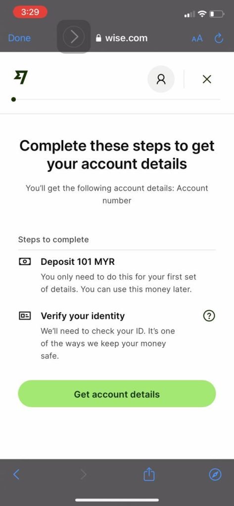 Wise deposit requirement