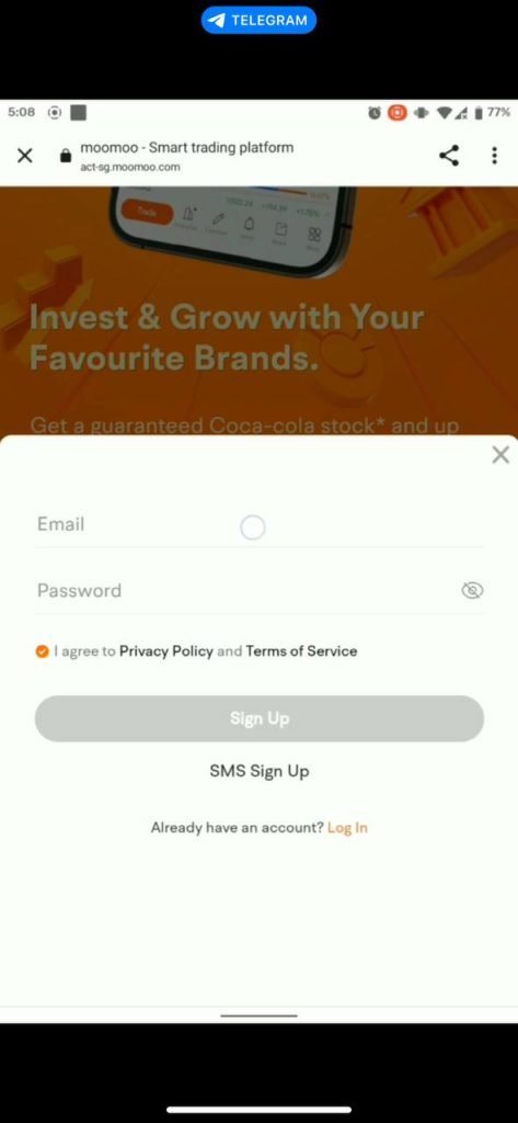 Moomoo sign up step 2