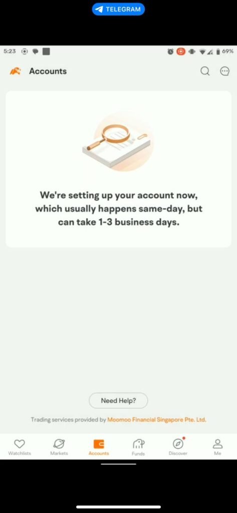 Moomoo account ready confirmation
