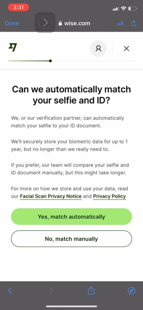 Wise verification step 2