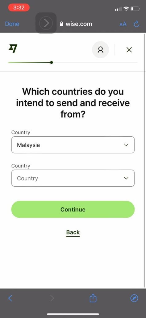 Wise country selection