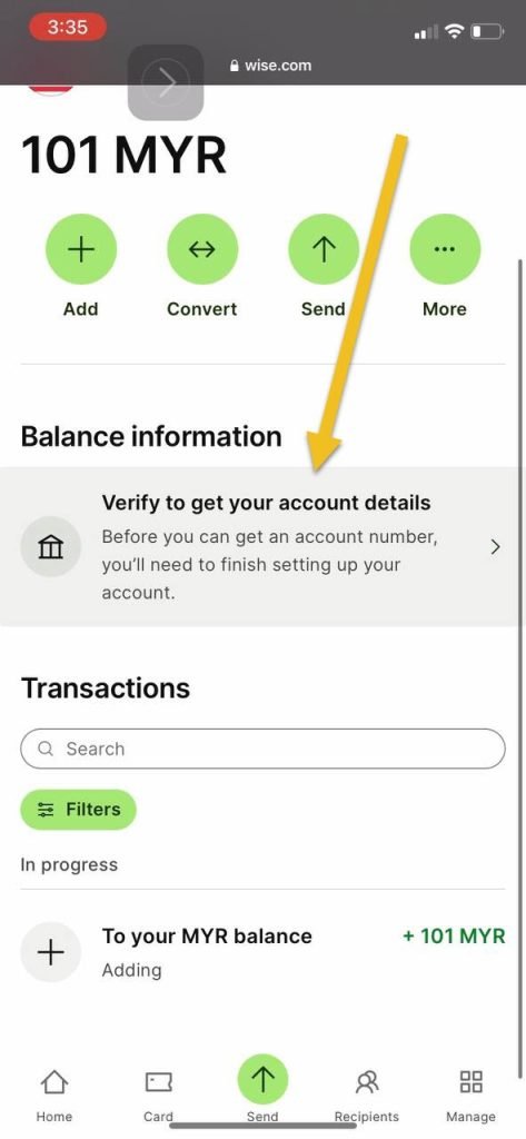Wise balance information