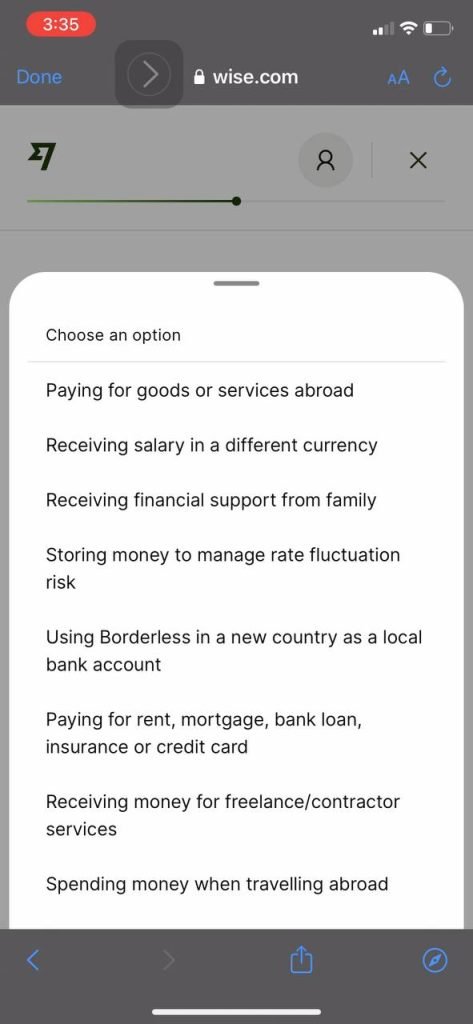 Wise verification questions complete