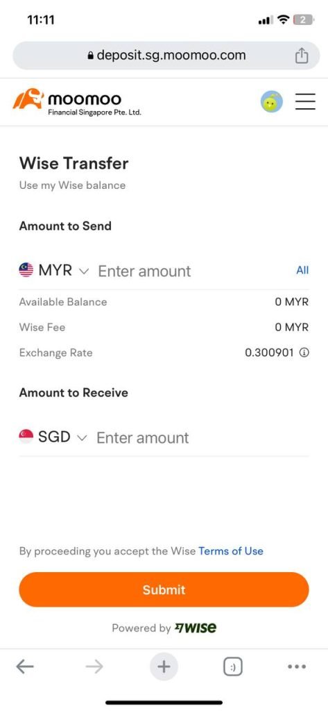 Moomoo deposit amount selection