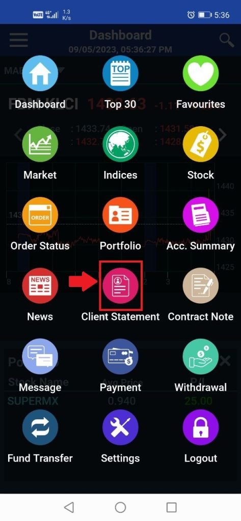 Mplus mobile app Client Statement access