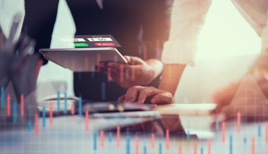 Stock exchange market trading screen