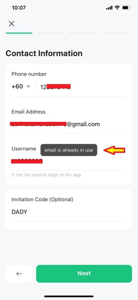 CDS MPlus account registration form