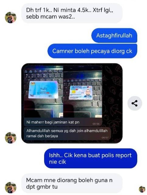 Facebook and Telegram display showing fake investment scam warnings in Malaysia